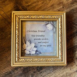 Gold and Blue Ornate Picture Frame with Greek Key Design